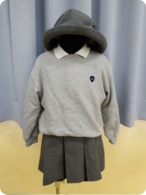 冬の制服(グレーのトレーナー・グレーのスカート・帽子)